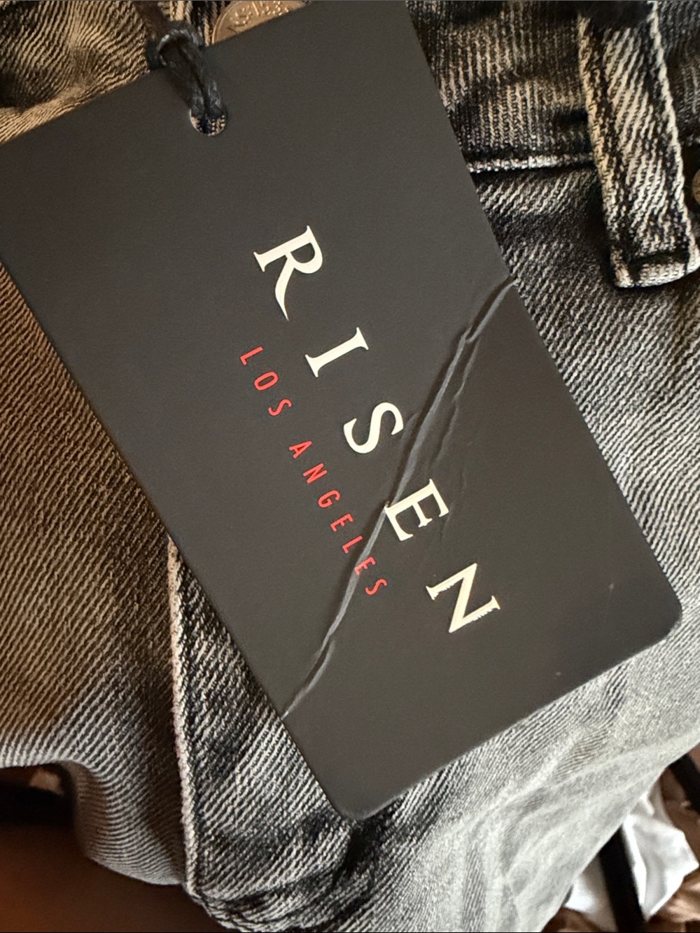 Risen Size 7 High-Rise Grey Distressed Skinny Jeans - Picture 2 of 2
